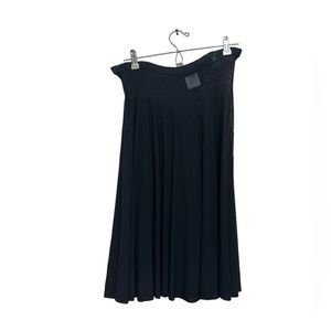 Chanel 2002 Cruise Black Sheer Mesh Fit & Flare Midi Skirt Crystal CC Logo 44 L